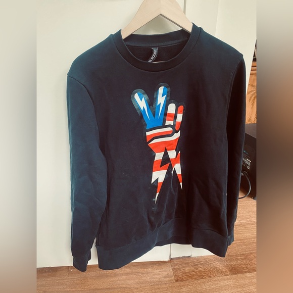 Neil Barrett Lightning Bolt Peace Sign Sweatshirt size medium - Picture 6 of 6
